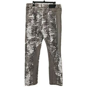 boohoo Man Relaxed Fit Distressed Gray Camouflage size 36 Men's Jeans